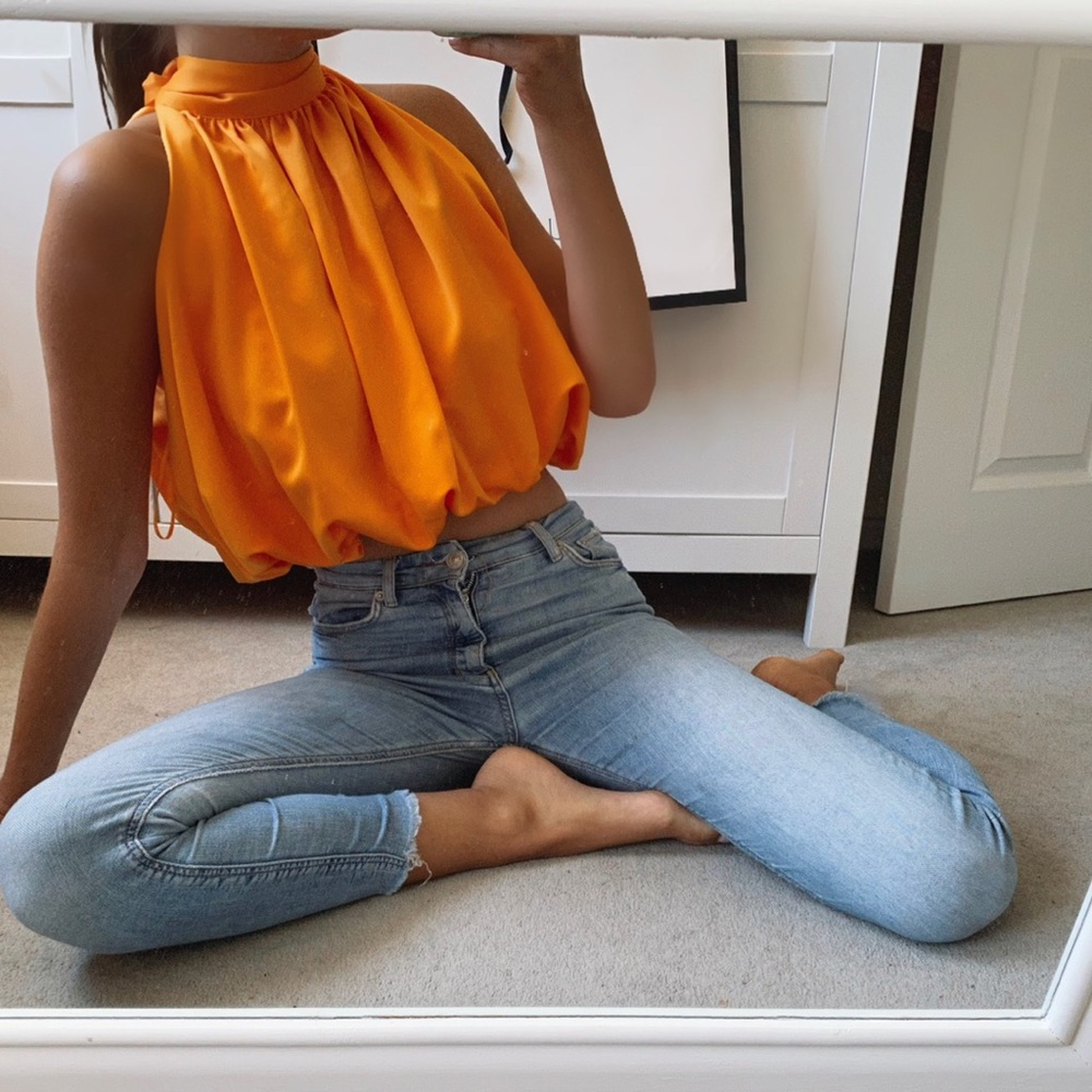 Zara Orange Silk Top